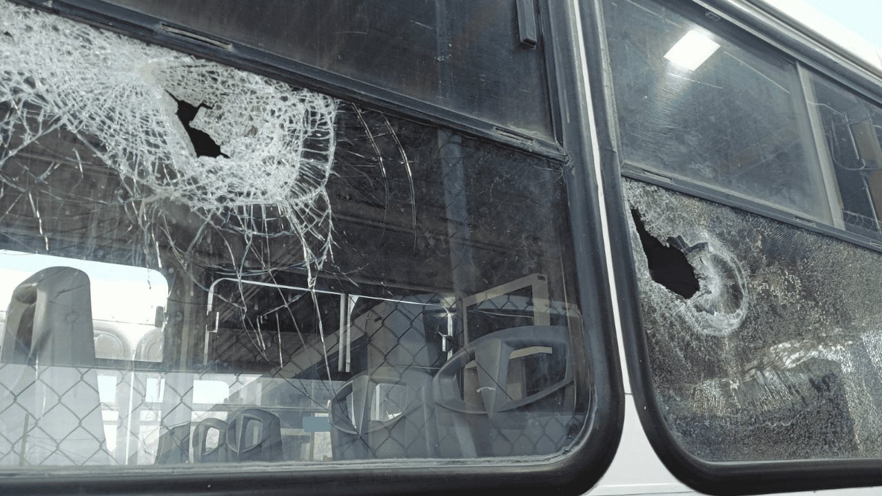 Camiones del transporte urbano sufrieron daños la noche de halloween