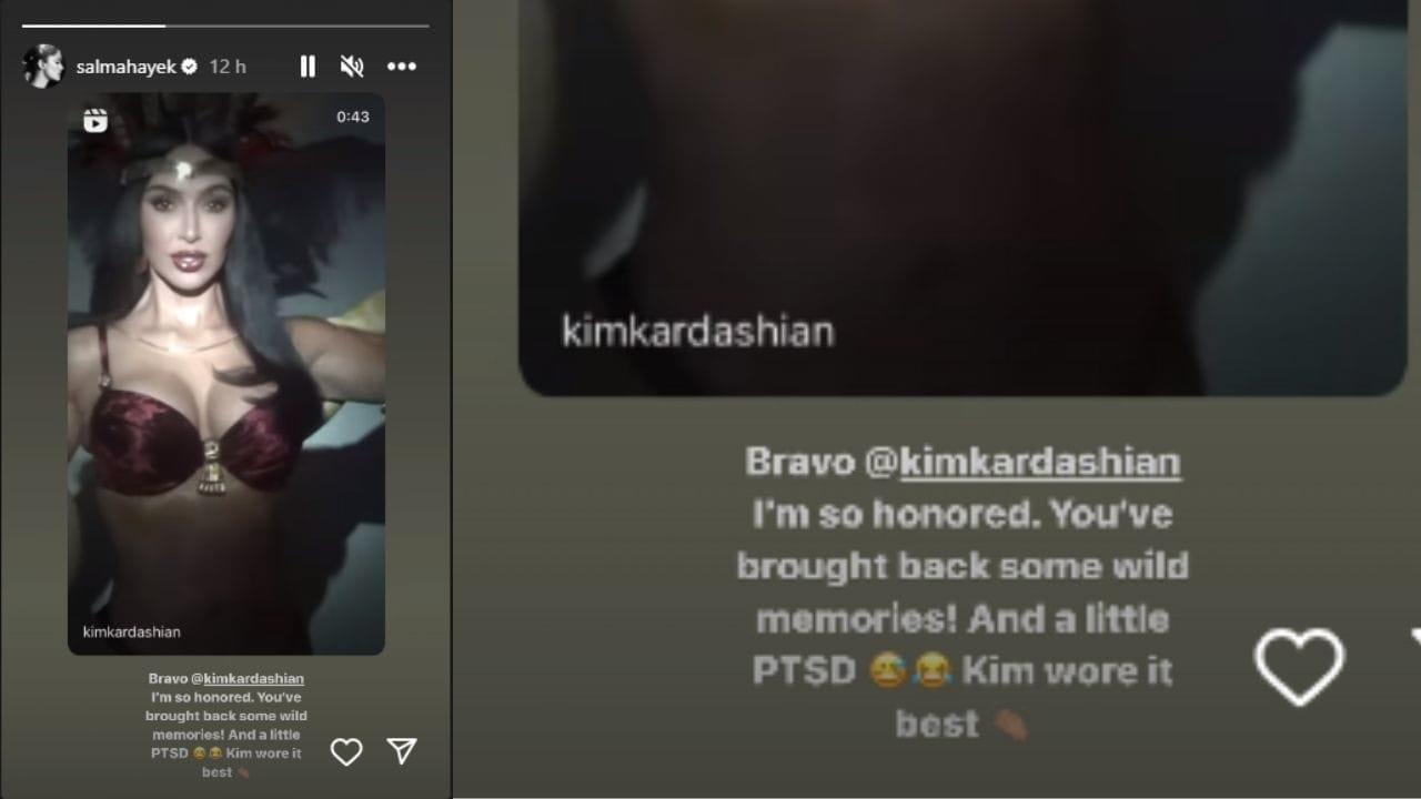 Kim Kardashian impactó a Salma Hayek con su disfraz