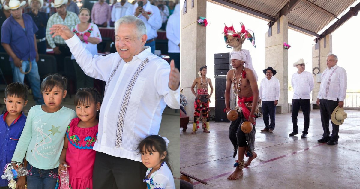 Yaquis celebran a AMLO su cumpleaños 70 en gira por Sonora