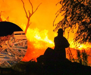 Incendio consume predio lleno de tarimas al poniente de Hermosillo
