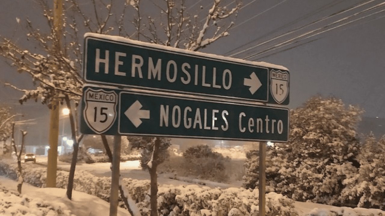 Municipios del norte de Sonora están bajo la nieve