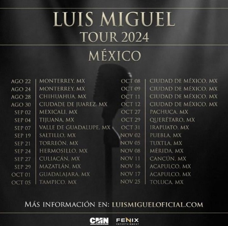Luis Miguel anuncia concierto en Hermosillo en 2024