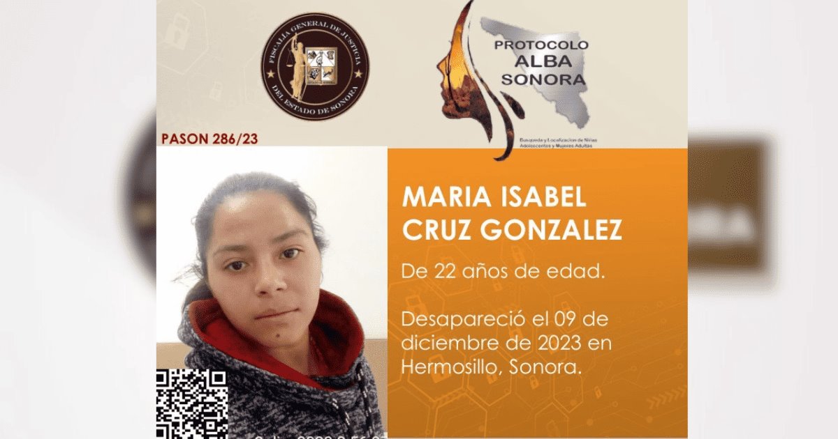 María Isabel se encuentra desaparecida desde el 9 de diciembre