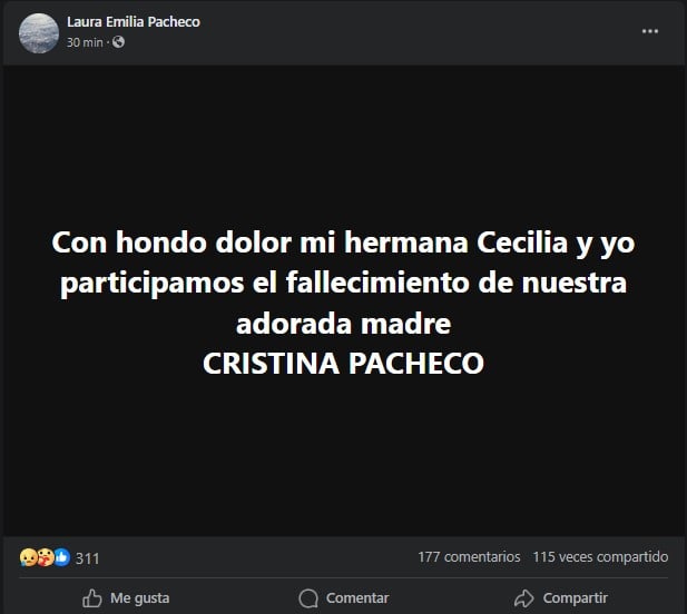 Fallece la periodista Cristina Pacheco, conductora de Aquí nos tocó vivir