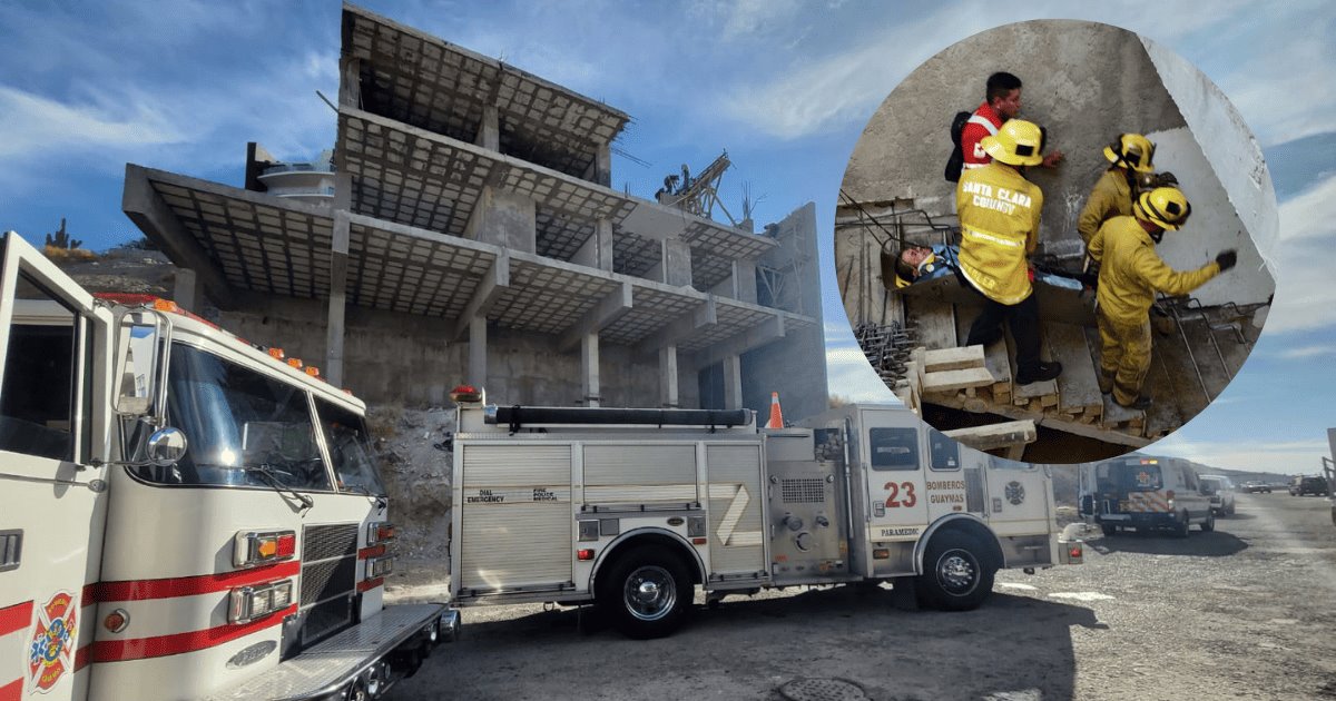 Trabajador cae 4.5 metros de altura en construcción de San Carlos