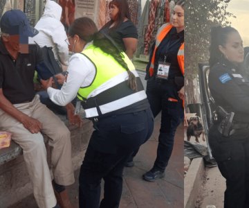 Policías municipales brindan primeros auxilios a hombre de la tercera edad
