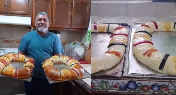Manuel del Rosario saca adelante a su familia preparando Rosca de Reyes