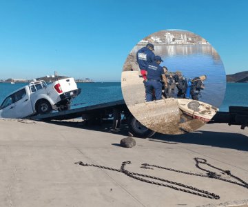 Cae vehículo en Malecón Turístico de Guaymas; no se localizaron lesionados