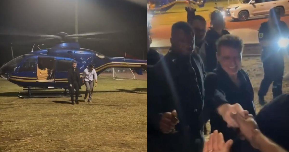 Luis Miguel baja de su helicóptero para encontrarse con sus fans