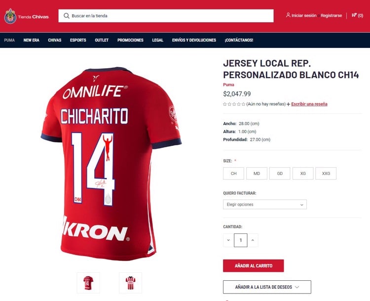Hasta en 5 mil pesos vende Chivas el nuevo jersey de Chicharito
