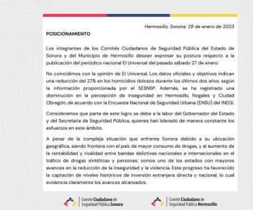 Comités Ciudadanos rechazan que haya omisión del Gobierno en seguridad