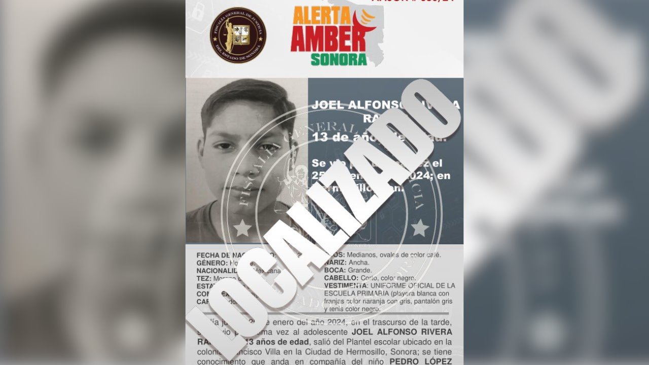 Localizan a menor desaparecido en Hermosillo y desactivan Alerta Amber