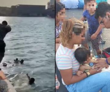 Rescatan a bebé que cayó al mar en malecón de Veracruz