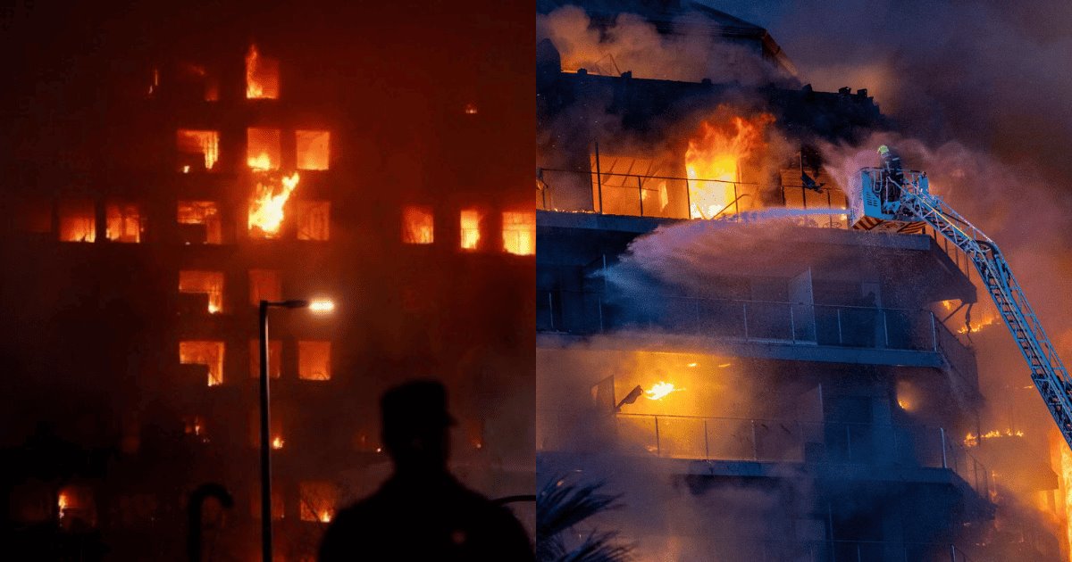 Incendio arrasa con edificios en Valencia; 4 muertos y decenas desaparecidos