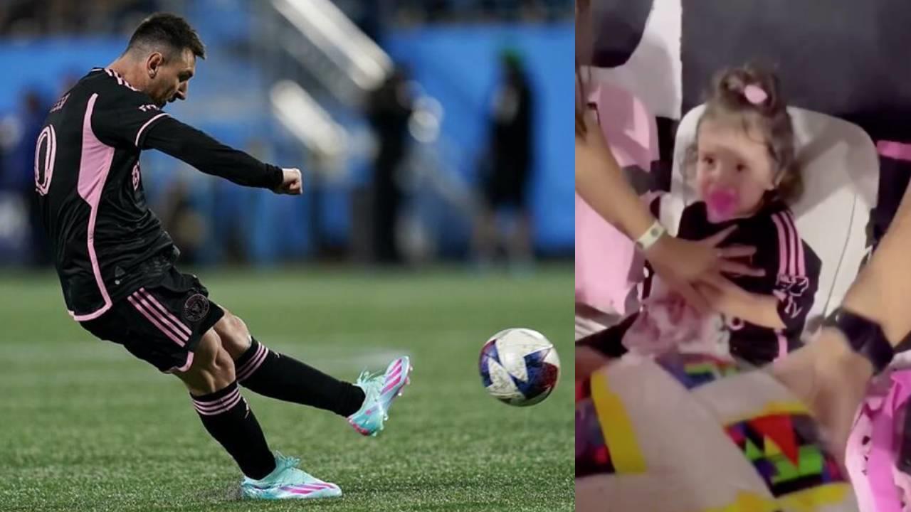 Niña recibe balonazo de Messi y reacción de padre se viraliza
