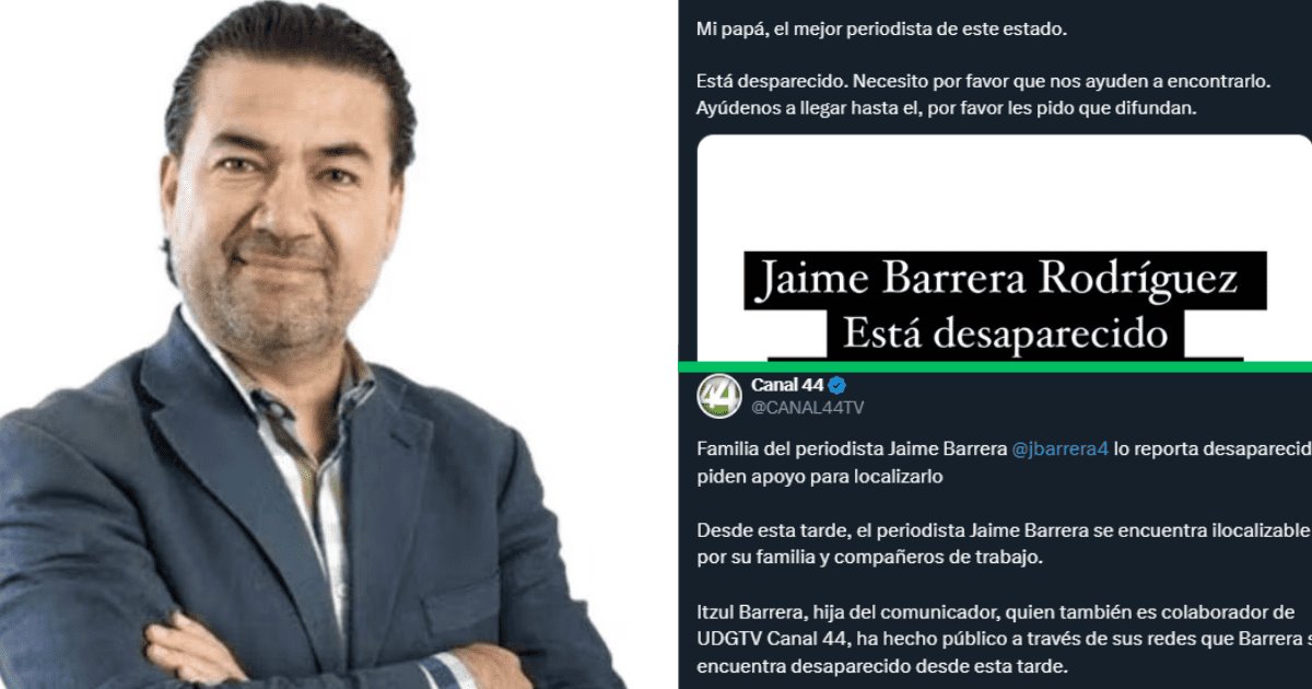 Desaparece el periodista Jaime Barrera; su hija pide ayuda para encontrarlo
