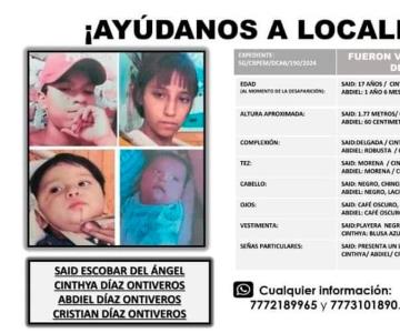 Desaparecen padres adolescentes y sus dos hijos en Morelos