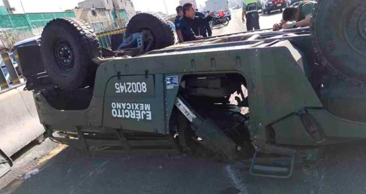 Volcadura de camión de la Sedena deja 4 heridos