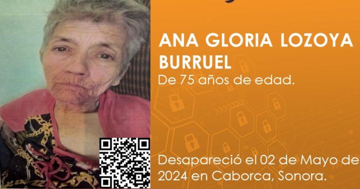 Buscan localizar a Ana Gloria, adulta mayor desaparecida en Caborca