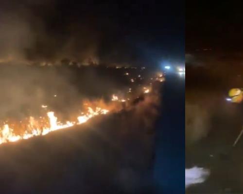 Combaten incendio forestal en carretera Hermosillo - Guaymas