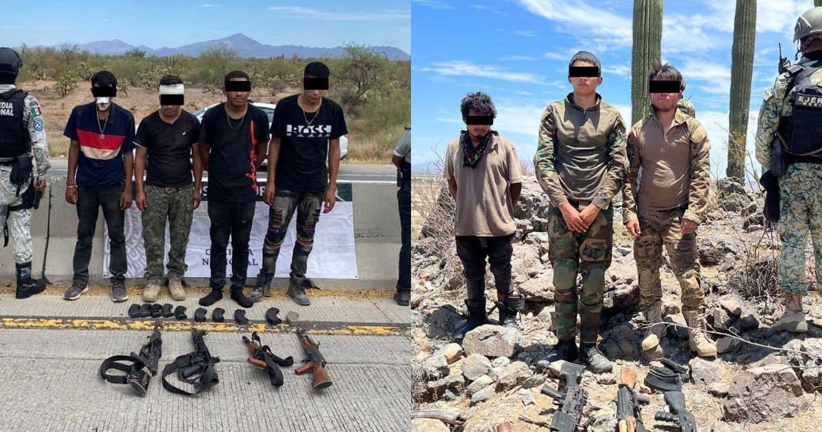 Detienen a 9 personas con fuerte arsenal tras operativos en Caborca