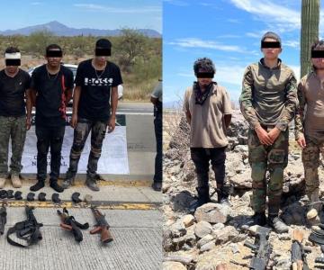 Detienen a 9 personas con fuerte arsenal tras operativos en Caborca