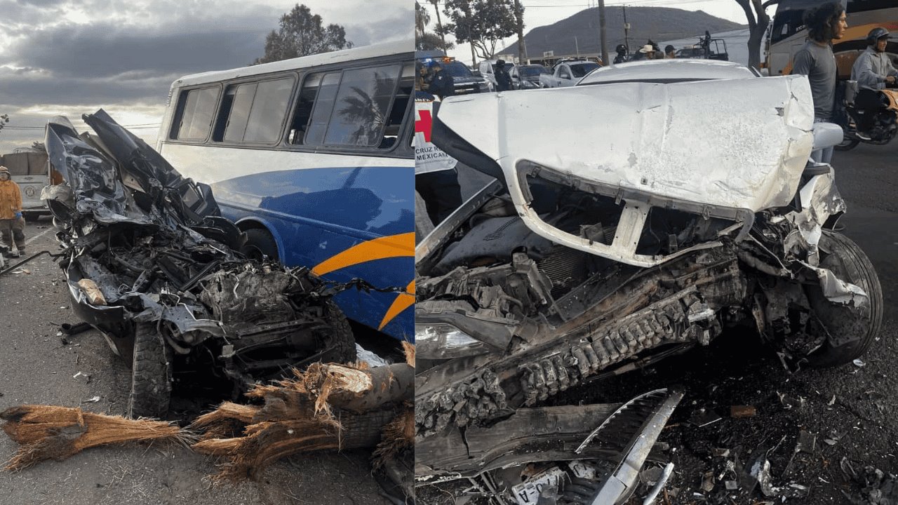 Choque triple de autobús y dos camionetas deja un muerto y 17 lesionados