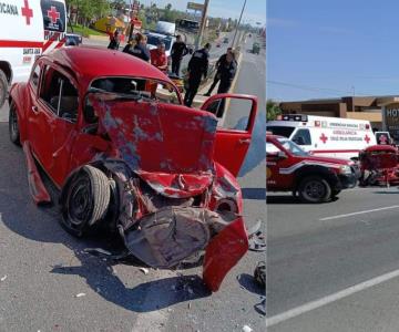 Aparatoso choque en carretera Internacional deja dos lesionados en Santa Ana