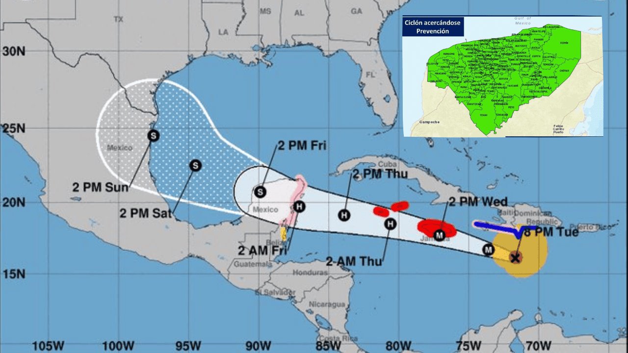 Activan alerta verde para los 106 municipios de Yucatán por huracán Beryl