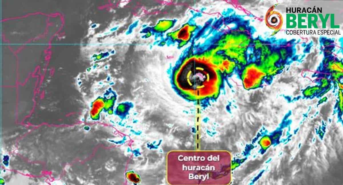 ¿Cuánto mide el ojo del fenómeno meteorológico Beryl?