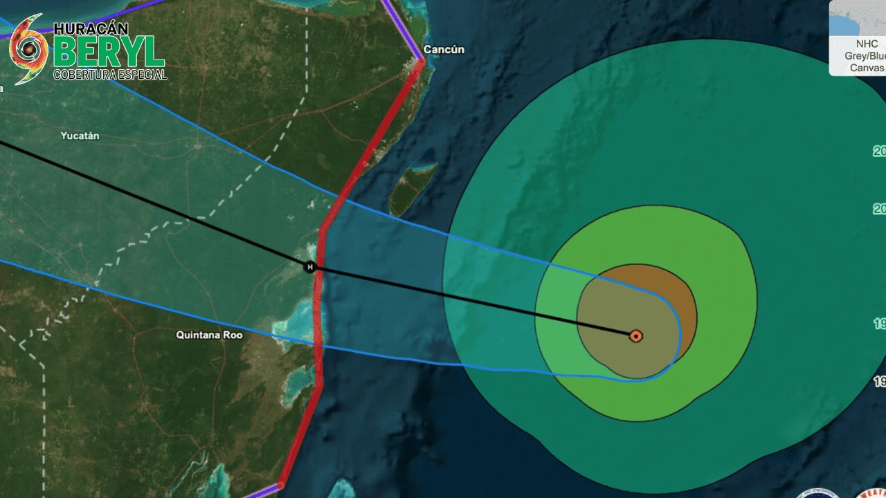 Reportan Alerta Roja en Yucatán por llegada de huracán Beryl