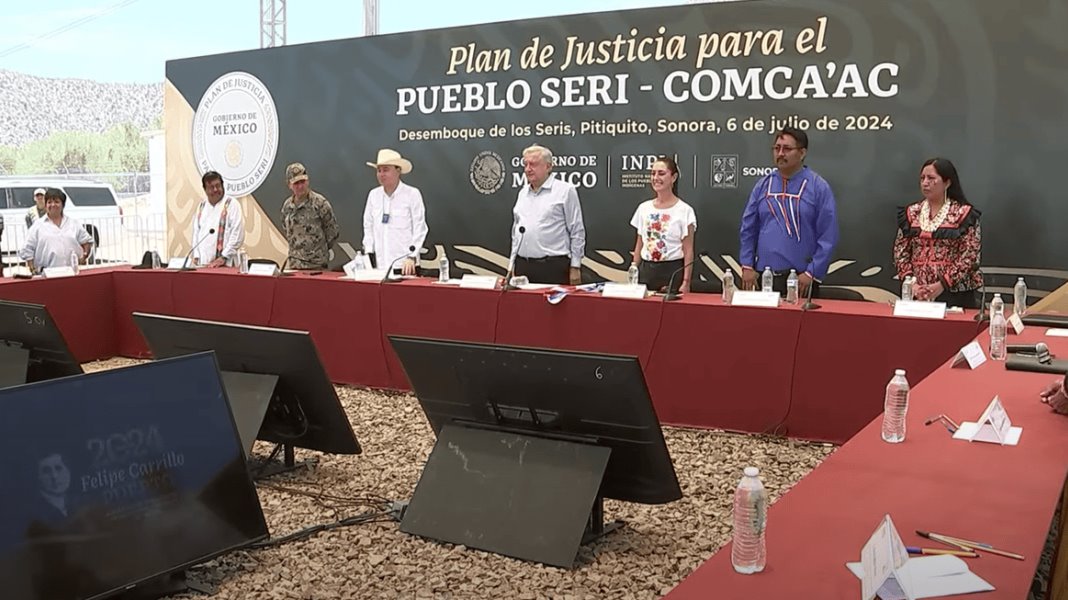 López Obrador, Claudia Sheinbaum y Gobernador Durazo revisan avances del Plan de Justicia Seri