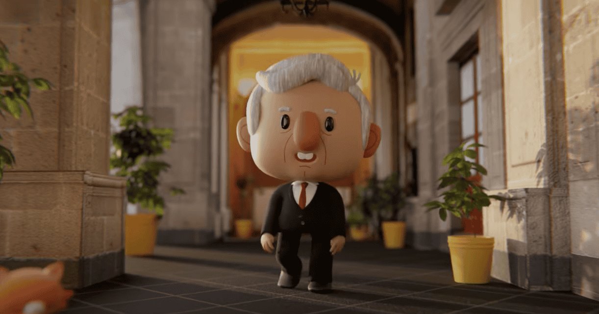 Presentan animación de López Obrador en conferencia mañanera