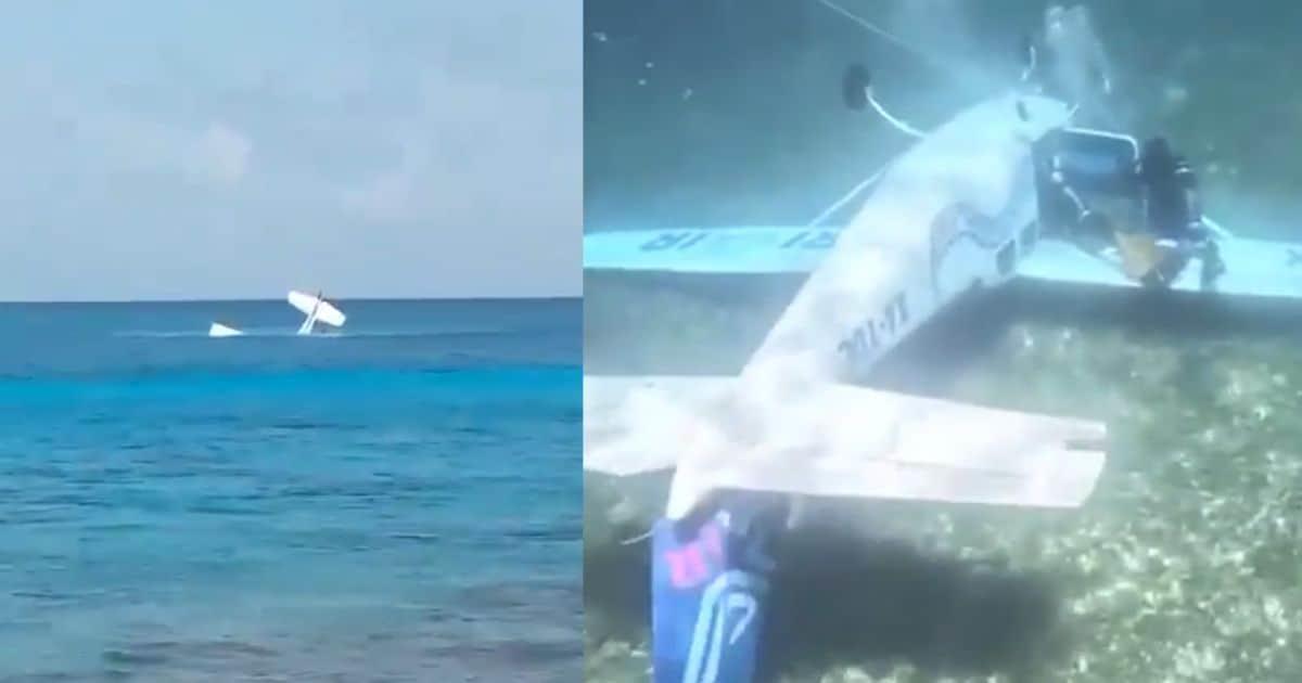 Avioneta se desploma y cae en aguas del mar de Cozumel