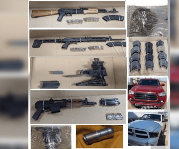 Aseguran arsenal de armas y vehículos en Benjamín Hill: Mesa Estatal