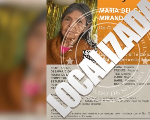 Localizan sin vida a María del Carmen Miranda, adulta mayor desaparecida