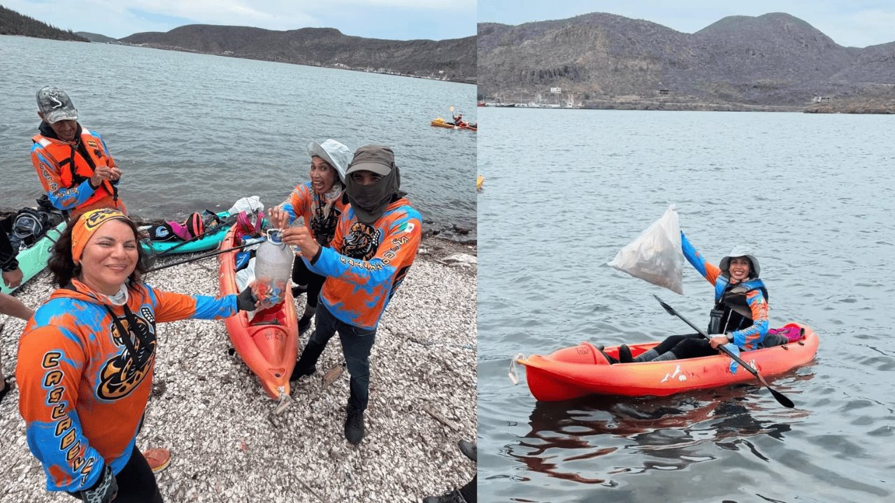 Cascabeles Senderistas realizan limpiezas en islas de la bahía de Guaymas