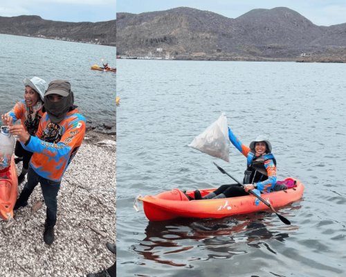 Cascabeles Senderistas realizan limpiezas en islas de la bahía de Guaymas