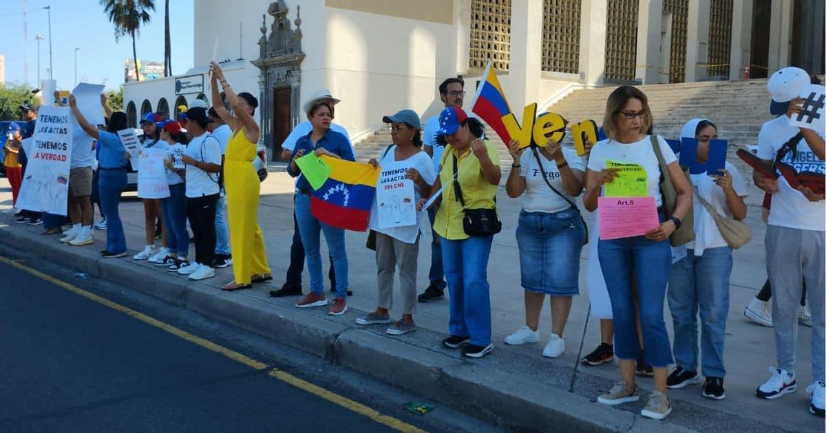 Venezolanos en Hermosillo se manifiestan por resultados de elecciones