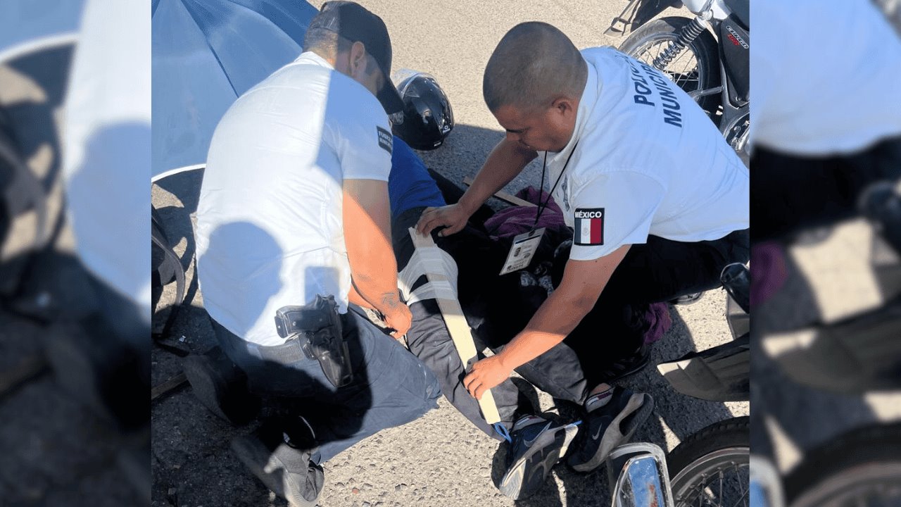 Motociclista es atendido tras accidentarse en Paseo de las Margaritas