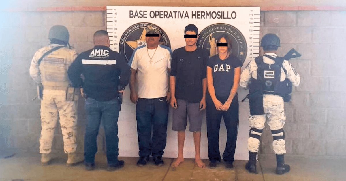 Rescatan a dos menores y detienen a tres personas tras cateo en Hermosillo