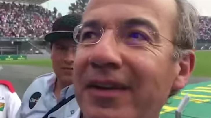 Al expresidente Felipe Calderón lo ven de nuevo en el Gran Premio de México