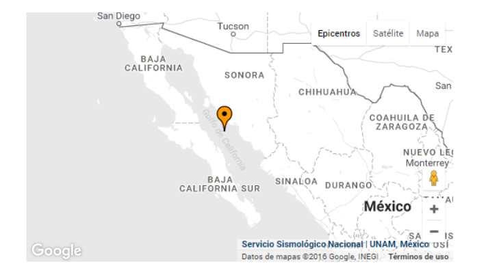 Sismo magnitud 4.5 se registra al suroeste de Guaymas