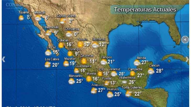La temperatura máxima para hoy en Sonora será de 27°C: Conagua