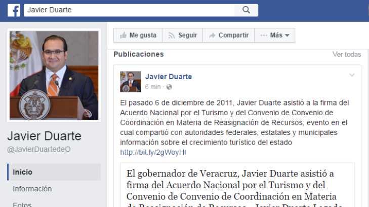 ¿Prófugo de la justicia y publica en Facebook? Sí, así es Javier Duarte