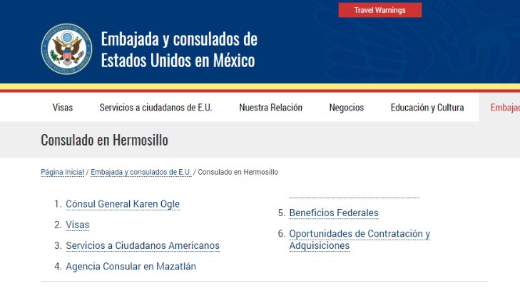 Web del Consulado de EU en Hermosillo continúa en español