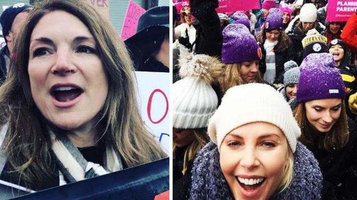 Famosas encabezan marcha de mujeres contra Trump