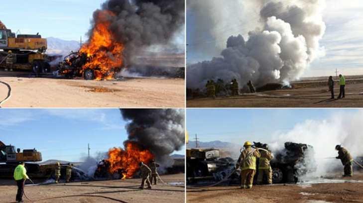 Tráiler se incendia en la carretera Cananea - Agua Prieta