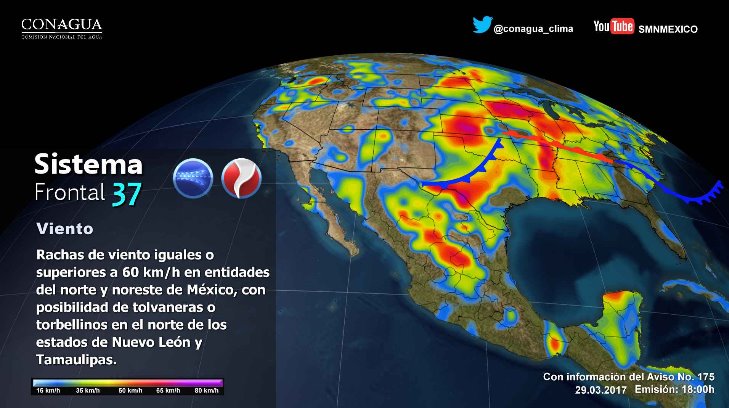 Pronostican vientos fuertes para Baja California, Sonora y Chihuahua
