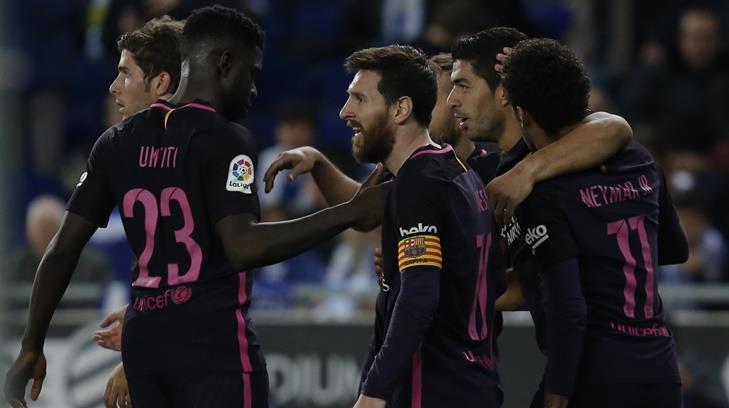 Barcelona retiene liderato tras vencer 3-0 al Espanyol